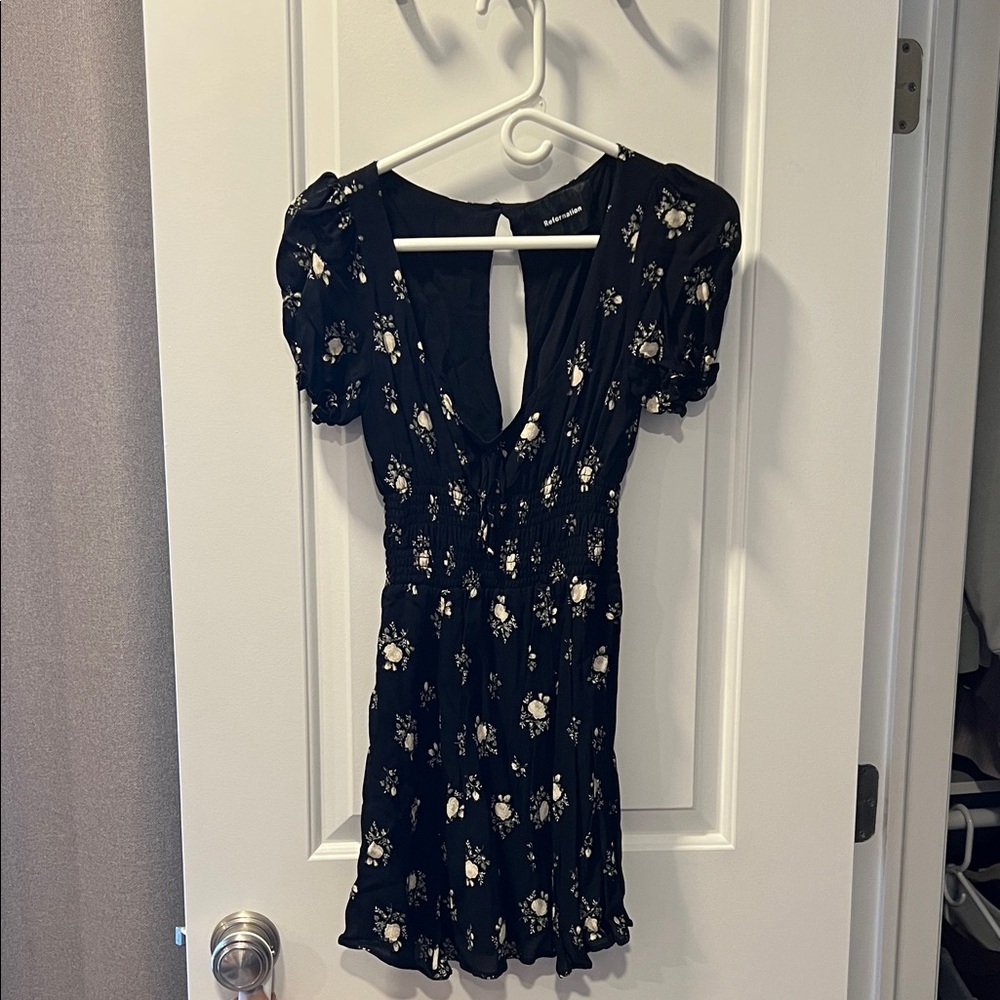 Reformation Floral Black Women's Dress